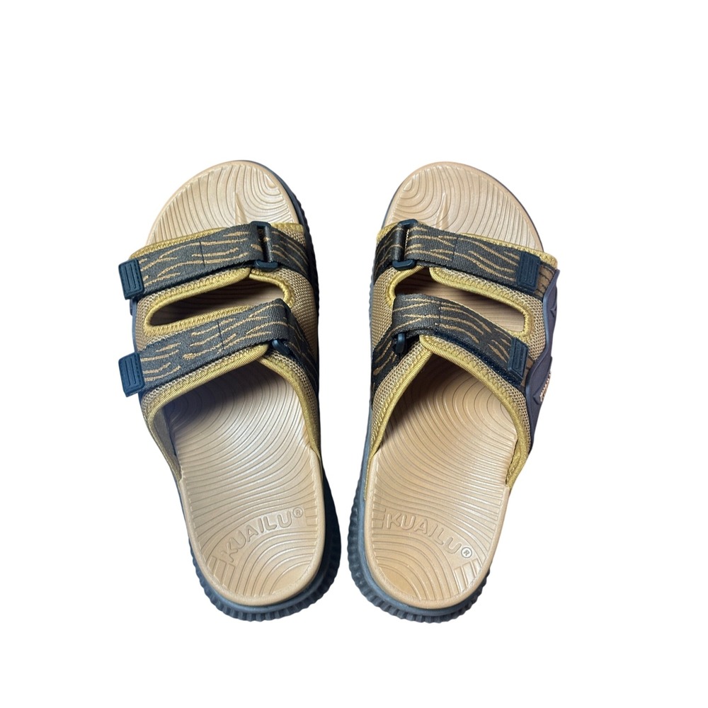 Kuailu Mens Athletic Slide Sandals Adjustable Straps Size 8 Recovery Orthopedic
